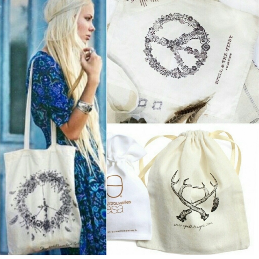 Spell Cream Drawstring Backpack Organic Cotton Li… - image 4